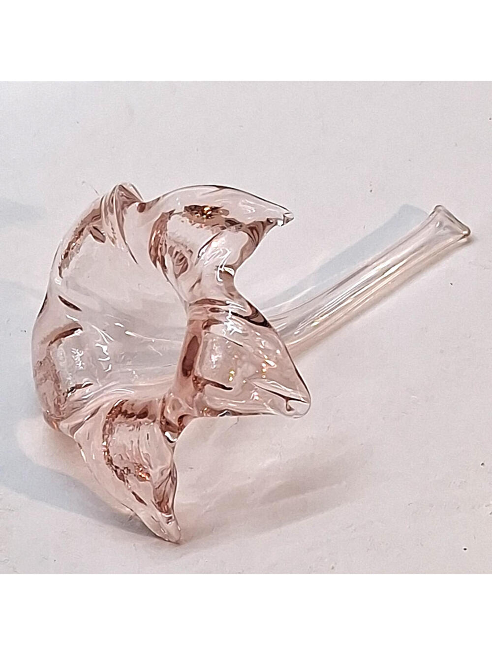 Pink Glass Lily Trumpet Flower 1960's Hand Blown Vintage Bud Vase 5 Inches